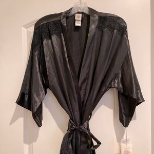 NWT Black Satin Kimono Robe